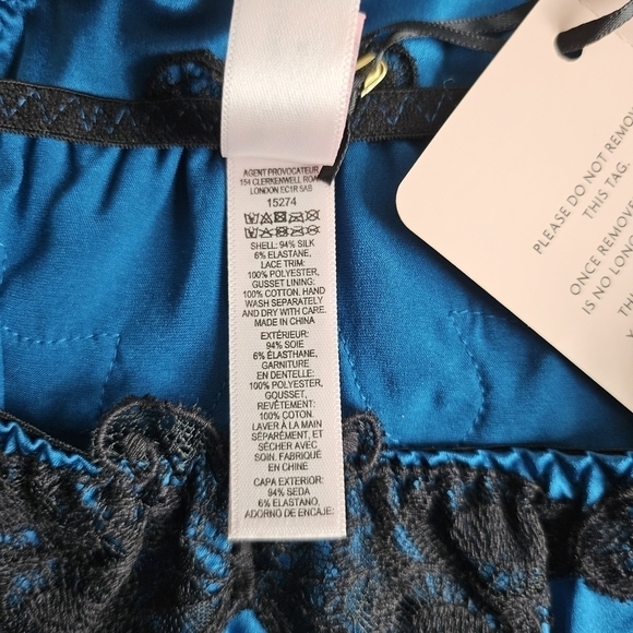 New Agent Provocateur Aymee Silk Blue/Black Brief Panties NWT Size AP 4/Large - Picture 16 of 17